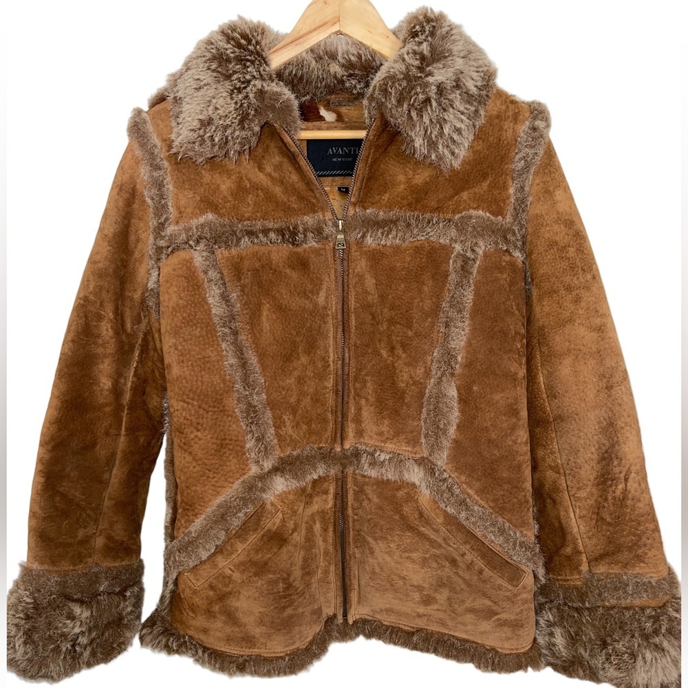Vintage90s Rare Avanti Faux Fur Genuine Leather Jacket M